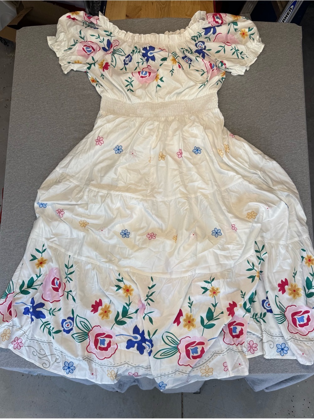 White Floral Off-Shoulder Casual Dress